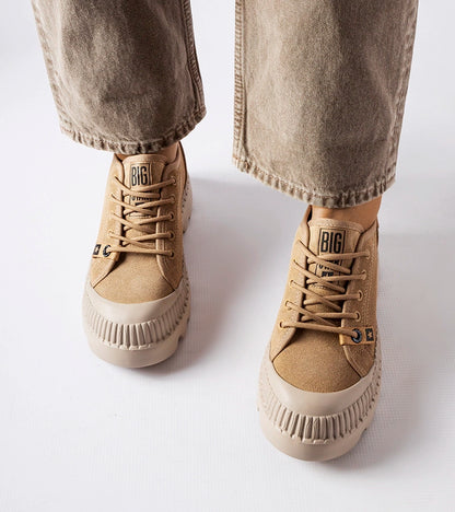 3-Béžové kožené tenisky Big Star KK274511-3