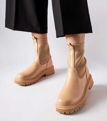 2-Beige botky eko-zamše Big Star MM274542-2