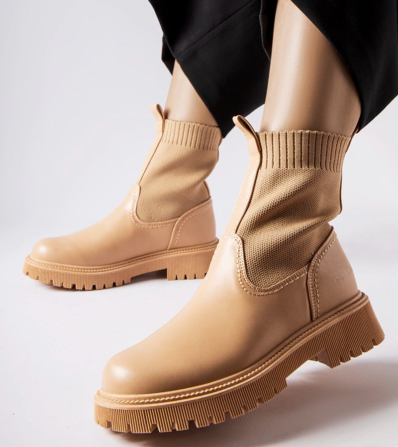 1-Beige botky eko-zamše Big Star MM274542-1