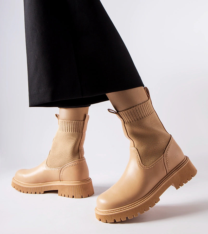 3-Beige botky eko-zamše Big Star MM274542-3