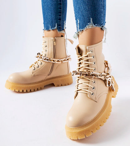 1-Béžové trapery s řetězem Bowling-1