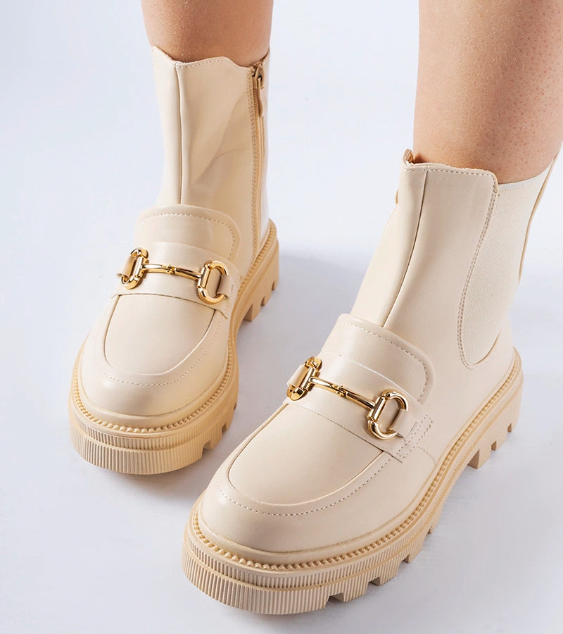 3-Bežové kotníčkové boty s viditelnou podrážkou Sailetto-3