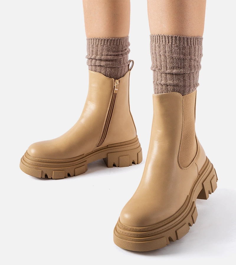 2-Béžové botky s gumovou vložkou D'Isola-2