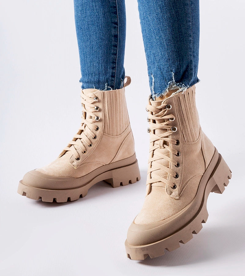 1-Bežové kotníčkové boty z ekokožešiny Orson-1