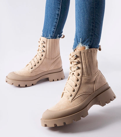 3-Bežové kotníčkové boty z ekokožešiny Orson-3