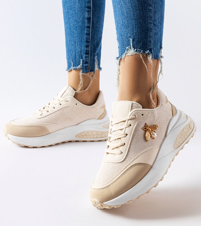 1-Béžovobílé tenisky s ozdobným stehem Acciano-1