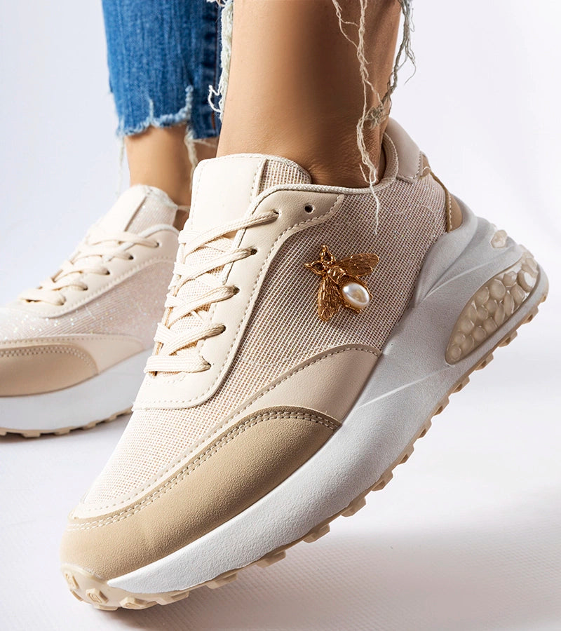 2-Béžovobílé tenisky s ozdobným stehem Acciano-2