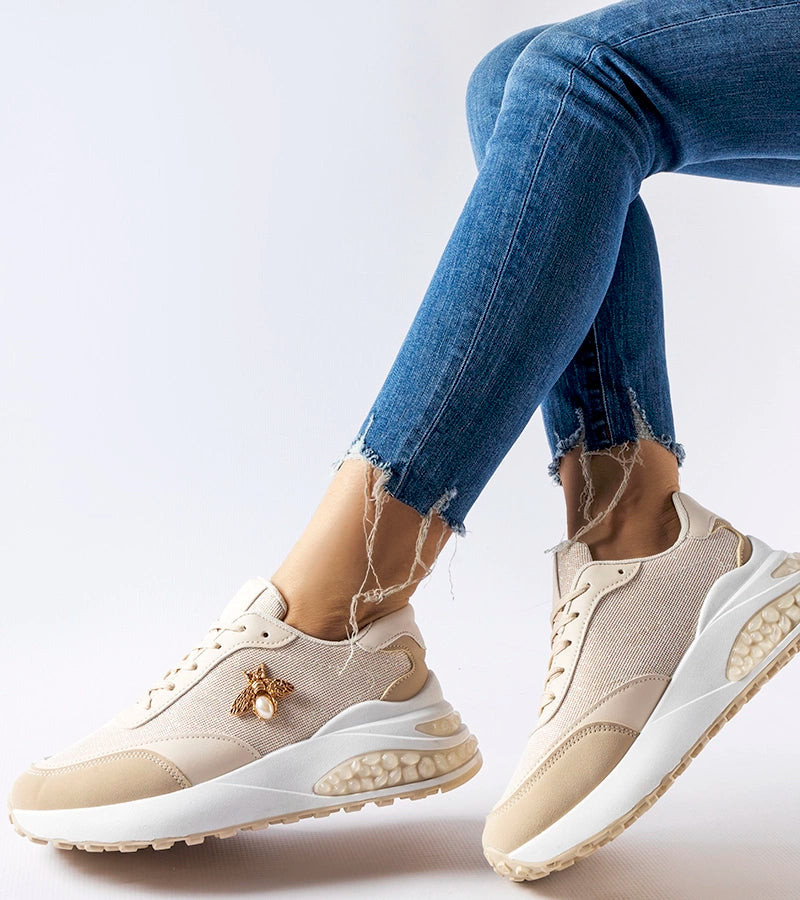 3-Béžovobílé tenisky s ozdobným stehem Acciano-3