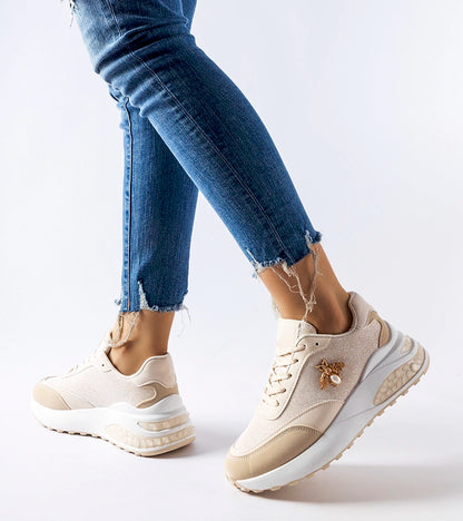 4-Béžovobílé tenisky s ozdobným stehem Acciano-4