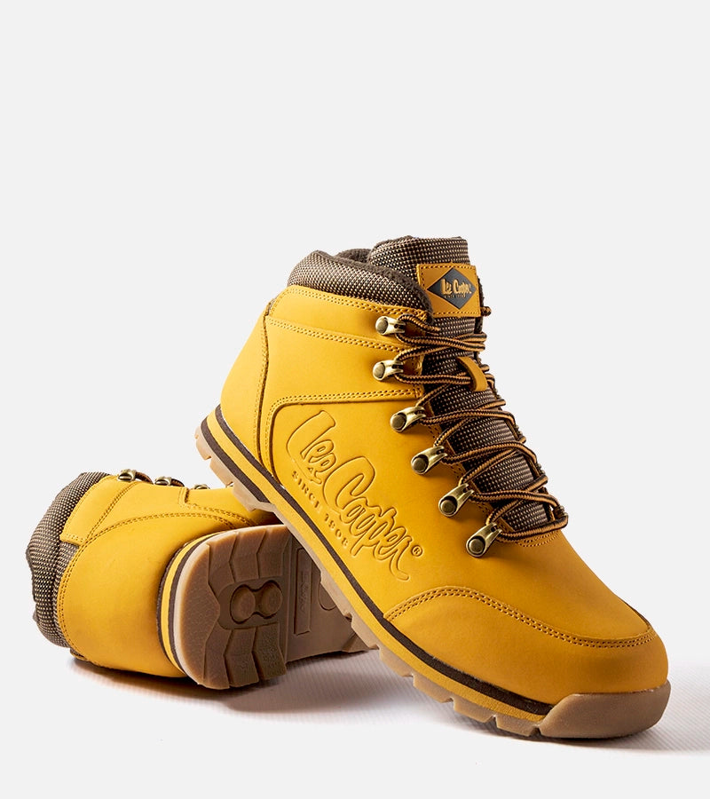 3-Žluté kožené boty Lee Cooper LCJ-21-01-0706M-3