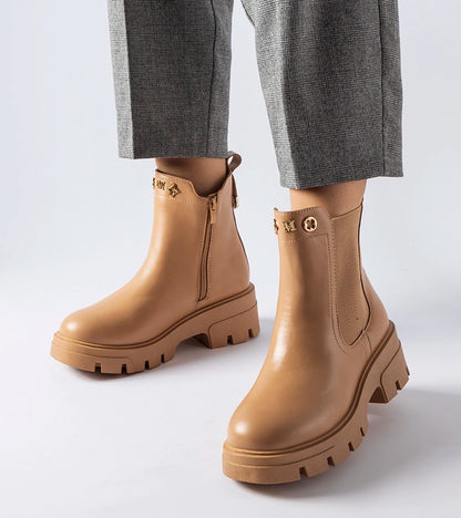 1-Beige zateplené ozdobné botky Federica-1