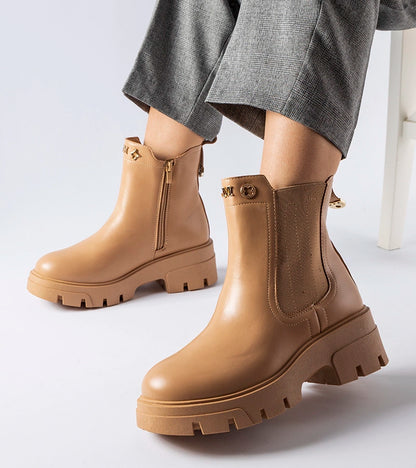 3-Beige zateplené ozdobné botky Federica-3