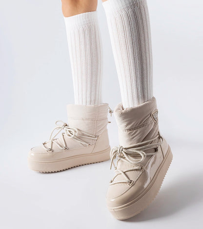 2-Beige zateplené sněhule s elastickou gumičkou Oslavia-2