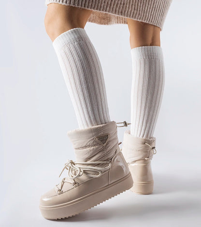 1-Beige zateplené sněhule s elastickou gumičkou Oslavia-1