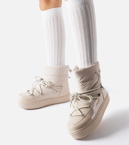 3-Beige zateplené sněhule s elastickou gumičkou Oslavia-3