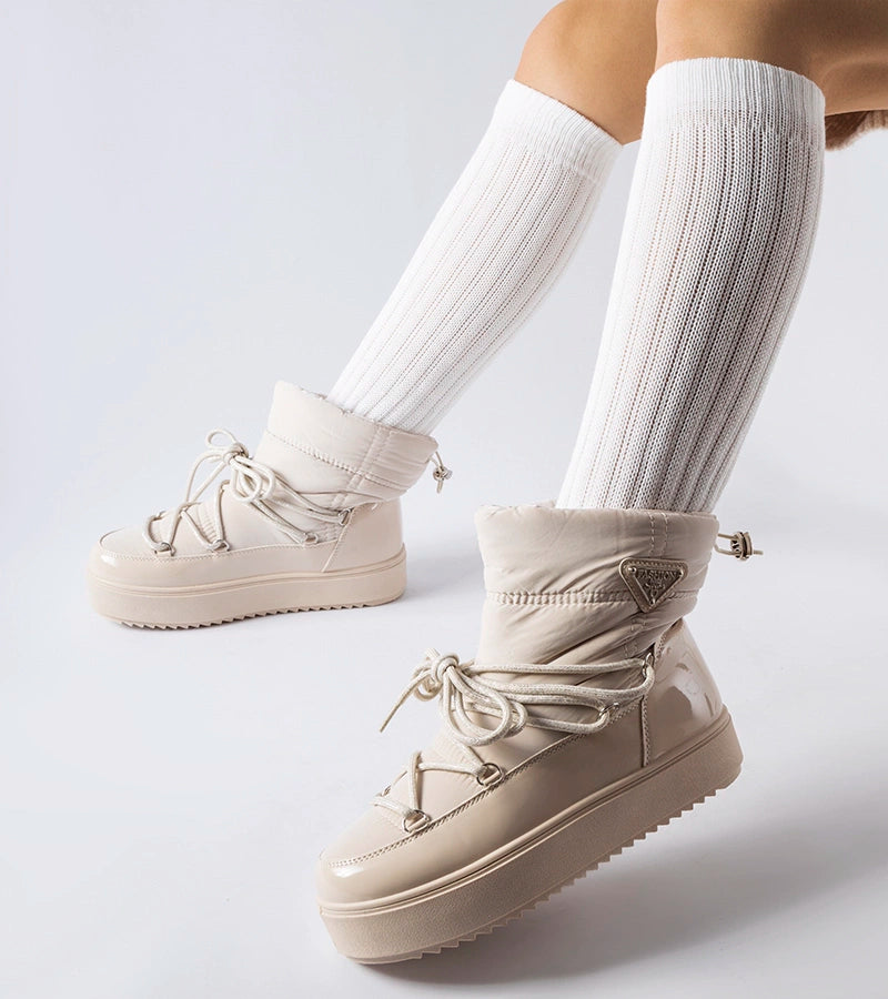 4-Beige zateplené sněhule s elastickou gumičkou Oslavia-4