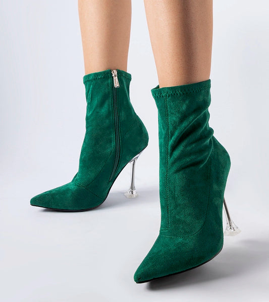 1-Zelené botky na ozdobném podpatku Ferguson.-1