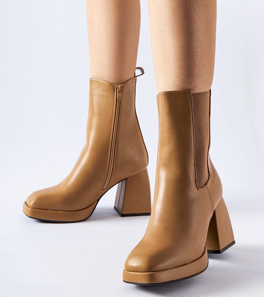 1-Zelené kotníkové boty na podpatku 5892 KHAKI-1