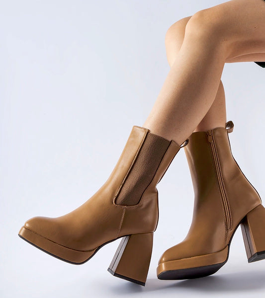 2-Zelené kotníkové boty na podpatku 5892 KHAKI-2