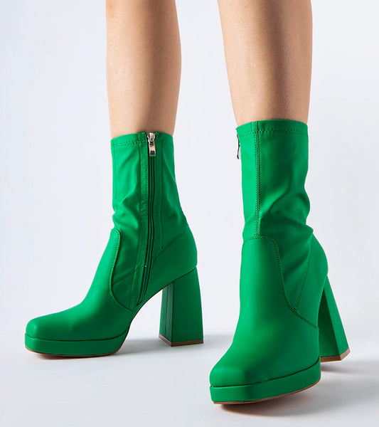 1-Zelené matné kotníčkové boty na vysokém podpatku Isauro-1