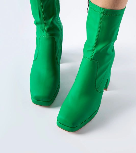 2-Zelené matné kotníčkové boty na vysokém podpatku Isauro-2