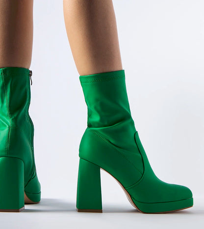 3-Zelené matné kotníčkové boty na vysokém podpatku Isauro-3