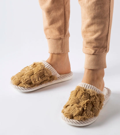 1-Beige vyhřívané dámské pantofle Crissa-1