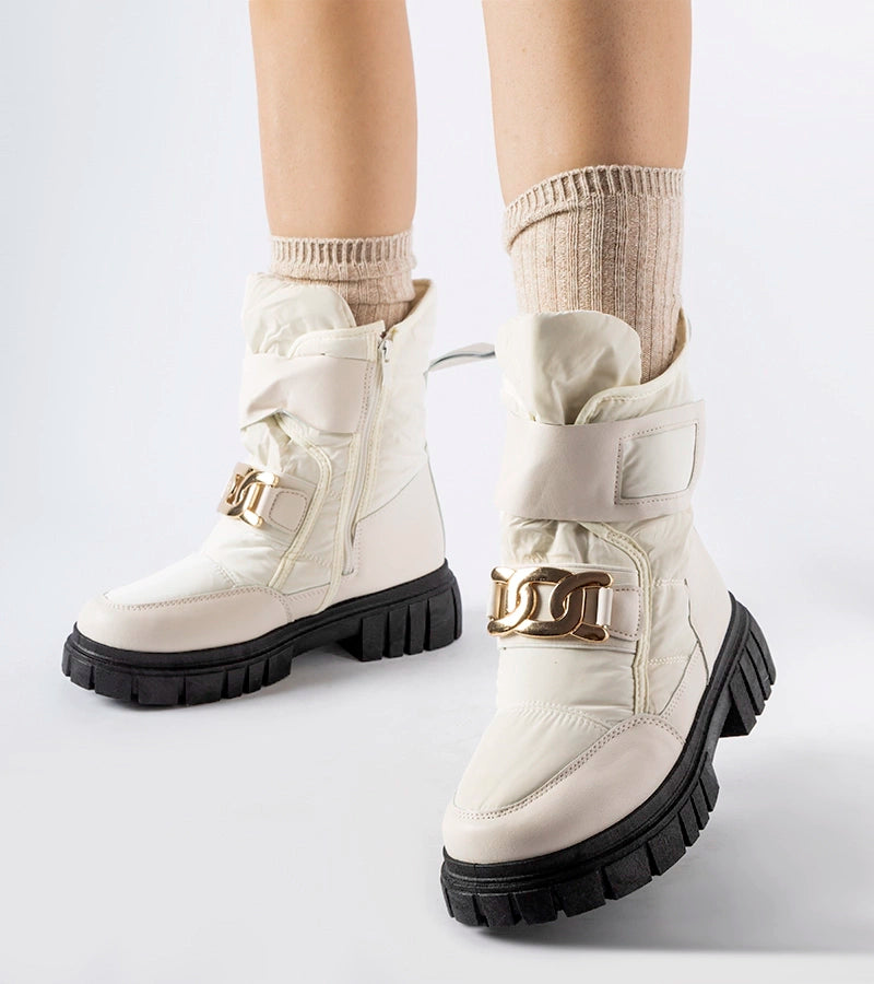 1-Béžové sněhule s ozdobnou sponkou Athos-1