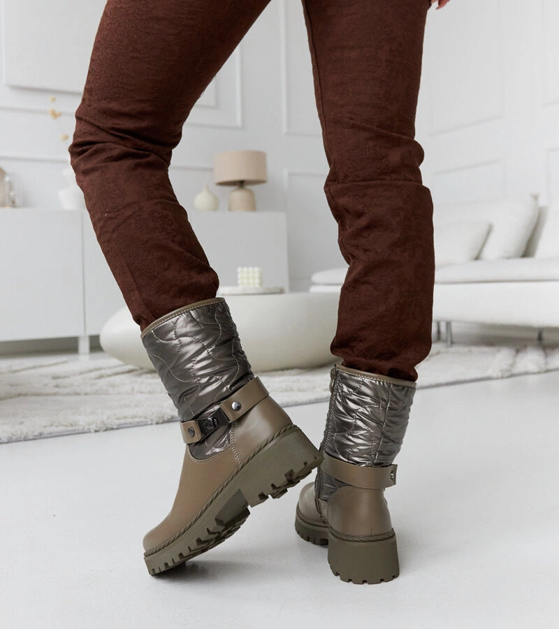 4-Zelené zateplené botky s ozdobným páskem Lido-4