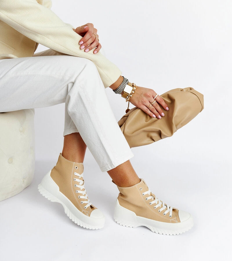 1-Bežové kotníkové tenisky Ronchis-1