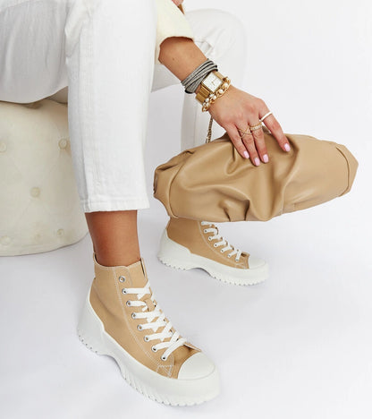 2-Bežové kotníkové tenisky Ronchis-2