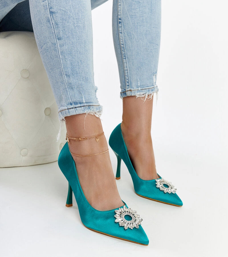 1-Zelené podpatky se saténovou úpravou s kubickými zirkony Susegana-1