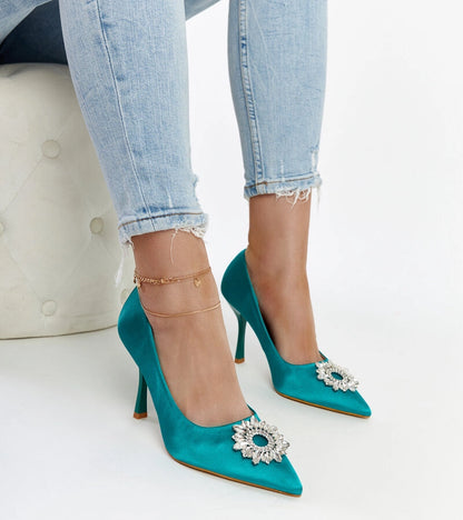 1-Zelené podpatky se saténovou úpravou s kubickými zirkony Susegana-1