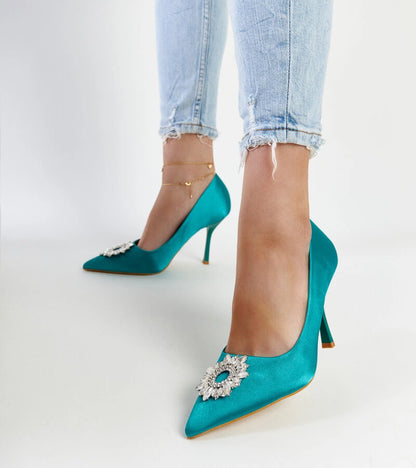 4-Zelené podpatky se saténovou úpravou s kubickými zirkony Susegana-4