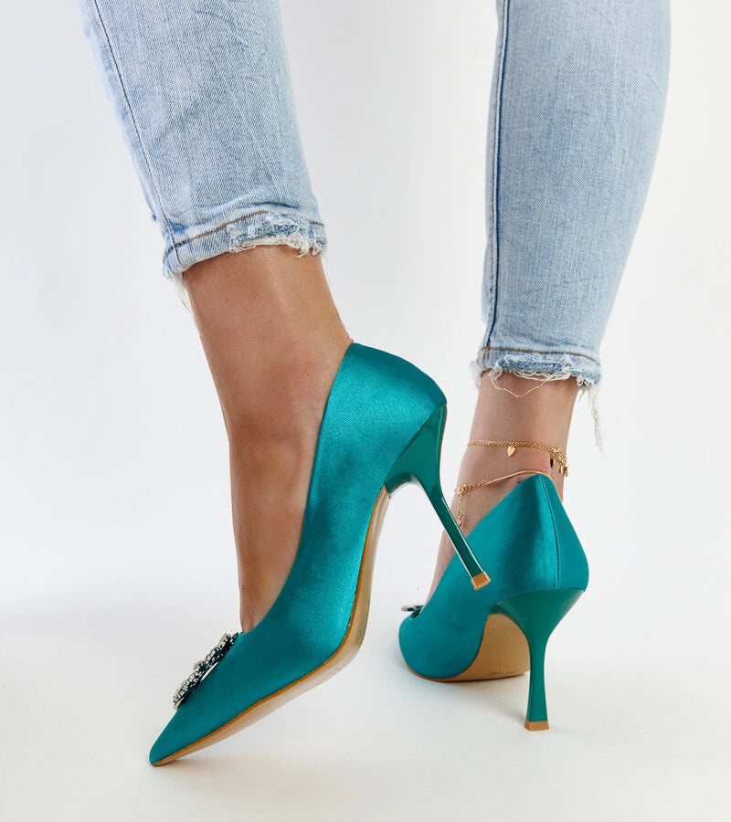 5-Zelené podpatky se saténovou úpravou s kubickými zirkony Susegana-5