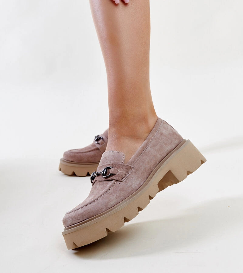 4-Béžové kůžové mokasíny Vinceza-4