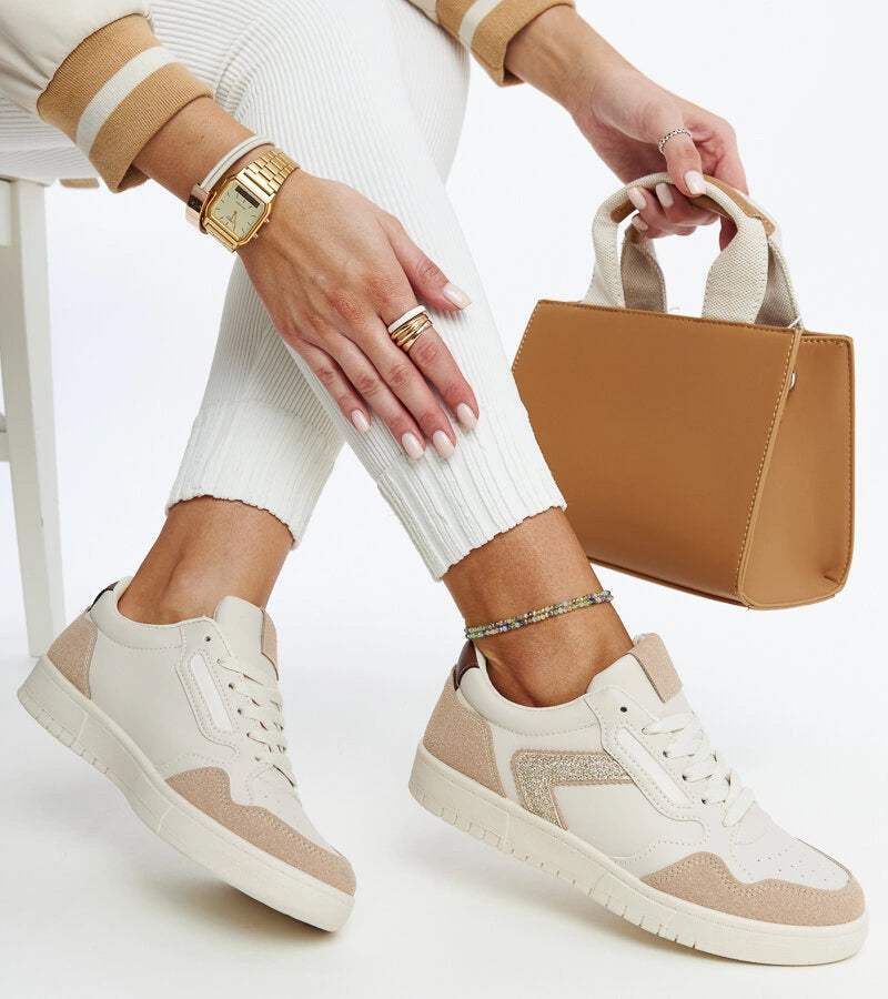 1-Bežové tenisky s třpytkami Juwan-1