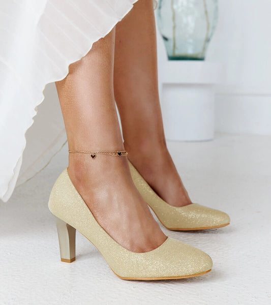 2-Zlaté třpytivé lodičky s koženou stélkou Antibies-2