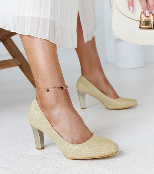 1-Zlaté třpytivé lodičky s koženou stélkou Antibies-1