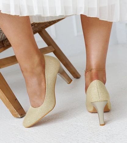 4-Zlaté třpytivé lodičky s koženou stélkou Antibies-4