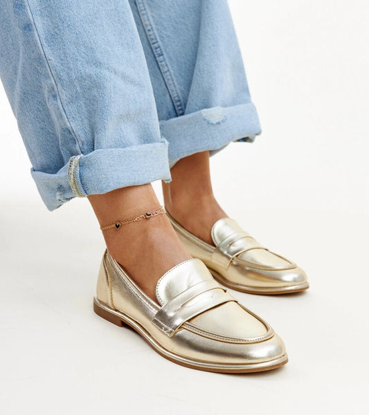 1-Zlaté klasické mokasíny Nasia-1