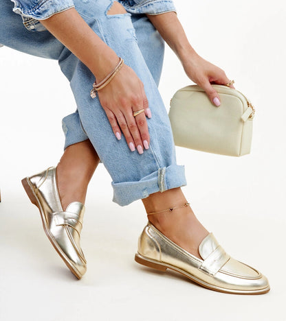 2-Zlaté klasické mokasíny Nasia-2