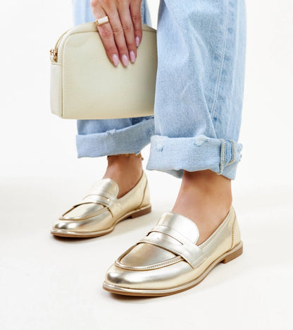 3-Zlaté klasické mokasíny Nasia-3