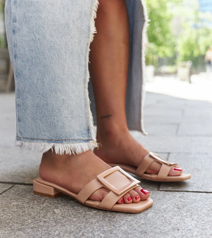 2-Bežové pantofle s koženou vložkou Wilia-2