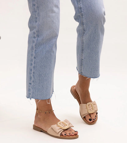 3-Bežové pantofle s přezkou Limera-3