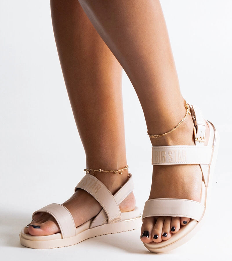 2-Bežové sportové sandály Big Star LL274941-2
