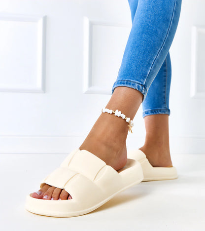 3-Bežové pěnové pantofle Lete-3