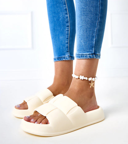 4-Bežové pěnové pantofle Lete-4