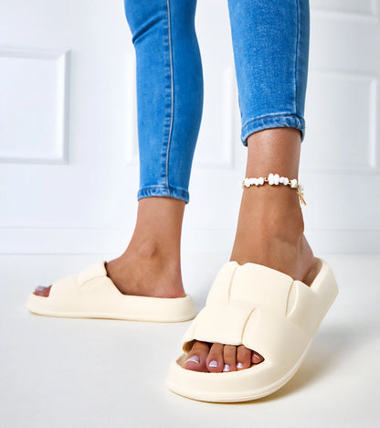 2-Bežové pěnové pantofle Lete-2