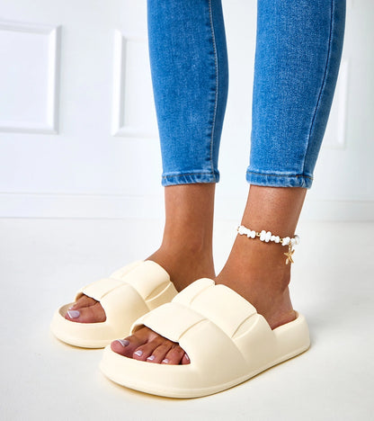 6-Bežové pěnové pantofle Lete-6